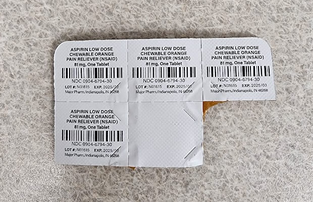 BLS pouch aspirin