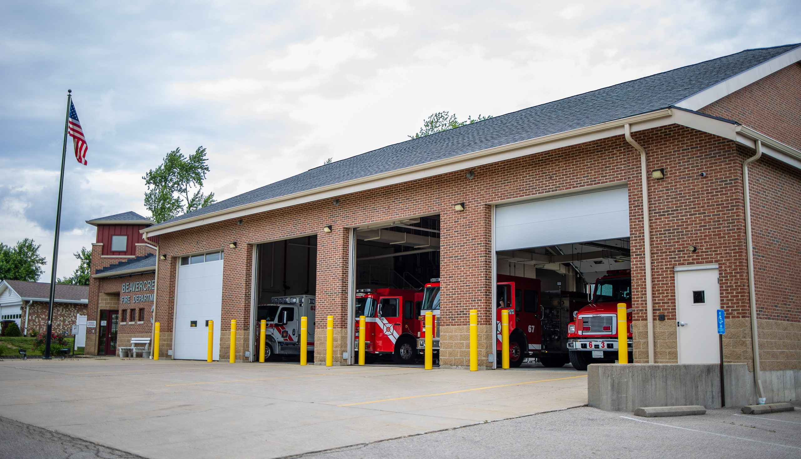 Beavercreek Fire Department station with engines